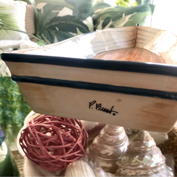 New! Paul Brent Nautical Nantucket Ceramic Boat Dish - Picture 8 of 11